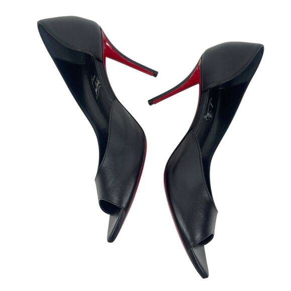 Christian Louboutin Open Apostropha 80 d'Orsay Leather Pump Black Size 38 - Picture 8 of 13